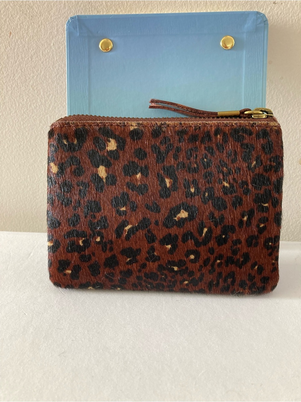 Madewell the leather pocket pouch wallet in painted leopard calf hair